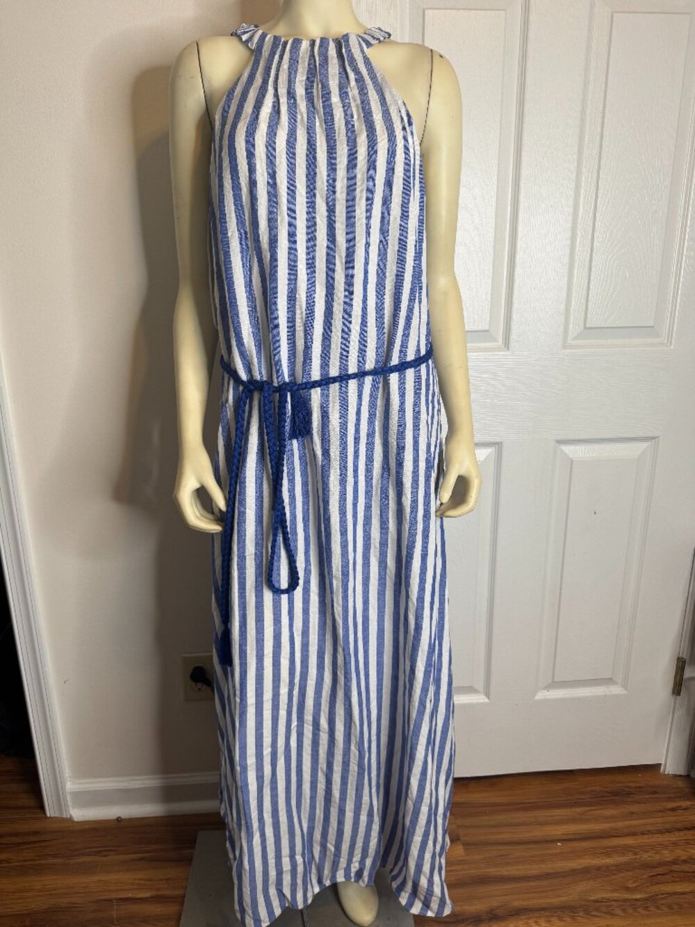 Loft size 6 blue & white striped maxi dress